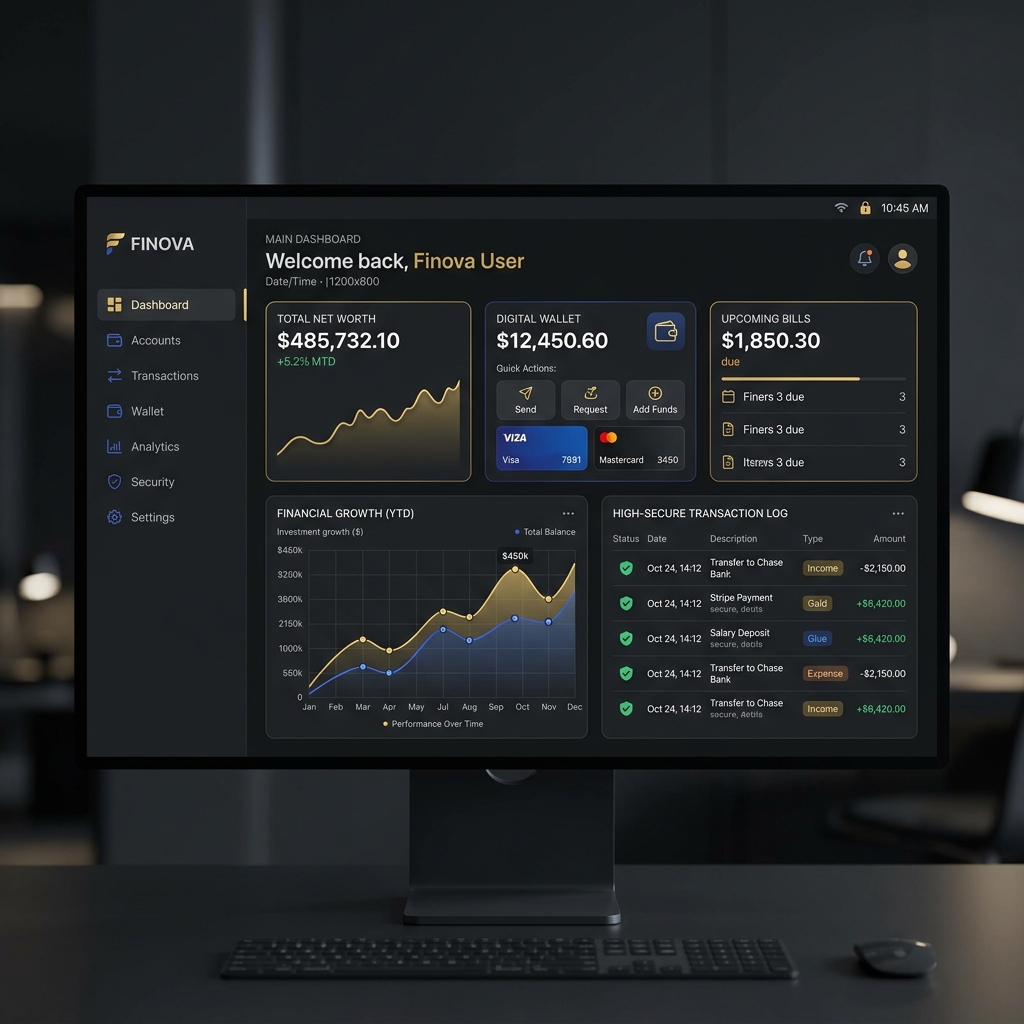 Xaylon Labs FinTech Banking Dashboard Mockup
