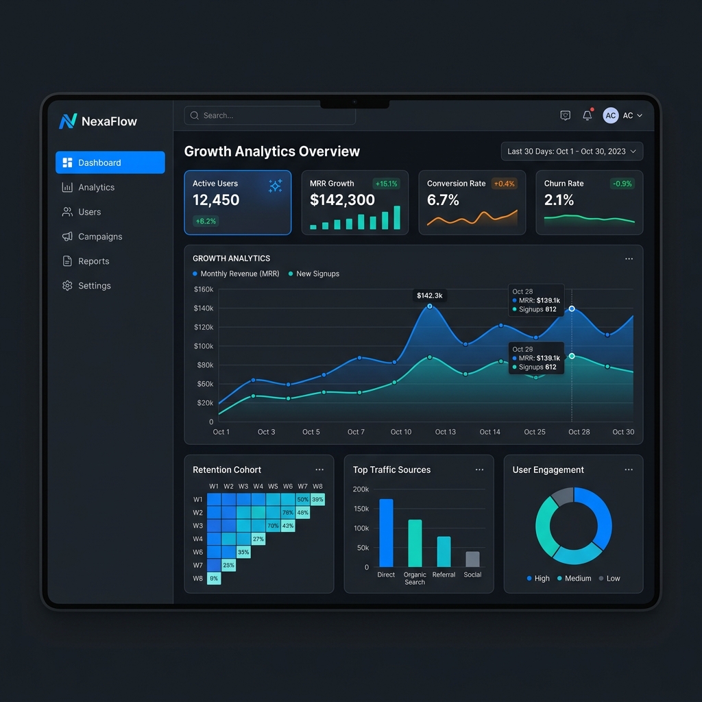 Xaylon Labs SaaS Analytics Dashboard Mockup